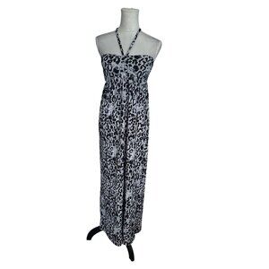 Vintage Leopard Print Halter Neck Y2k Maxi Long Dress Size M By Made For Me 2